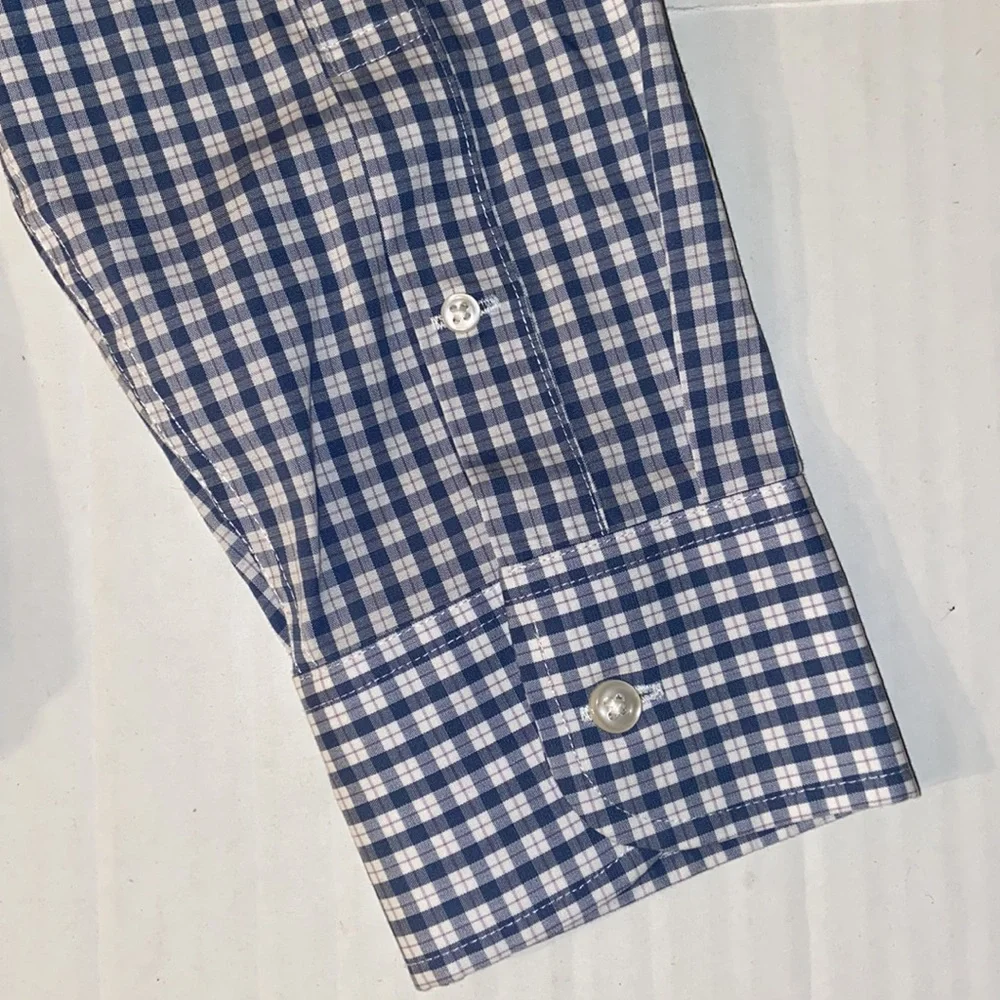 J. Crew Men’s Blue And White Plaid Long Sleeve Button Down Medium Shirt